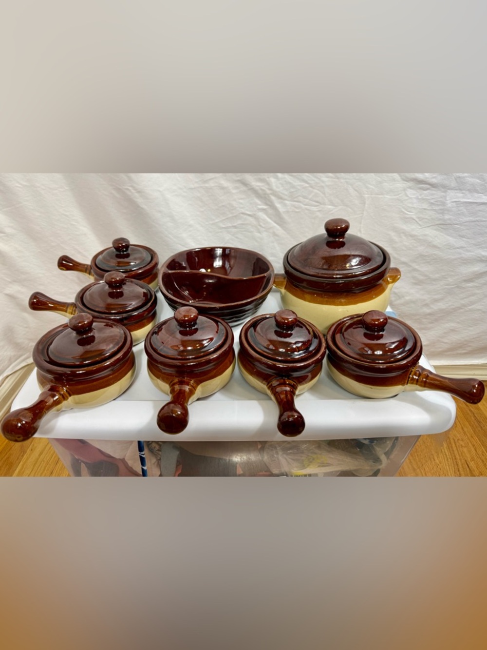 Vintage Stoneware Kitchen Soup Set- MCM Rare